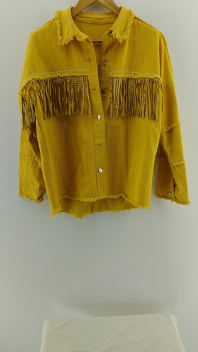 [P04892-2] Chaqueta estilo western mostaza con flecos y strass T:2 
